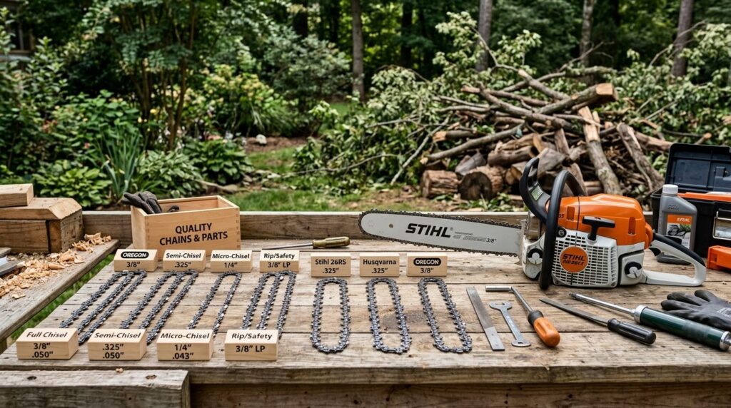 Organized home maintenance workspace displaying different ch